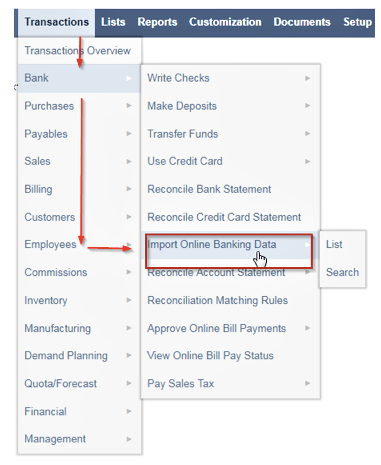 How to import bank transections into netsuite