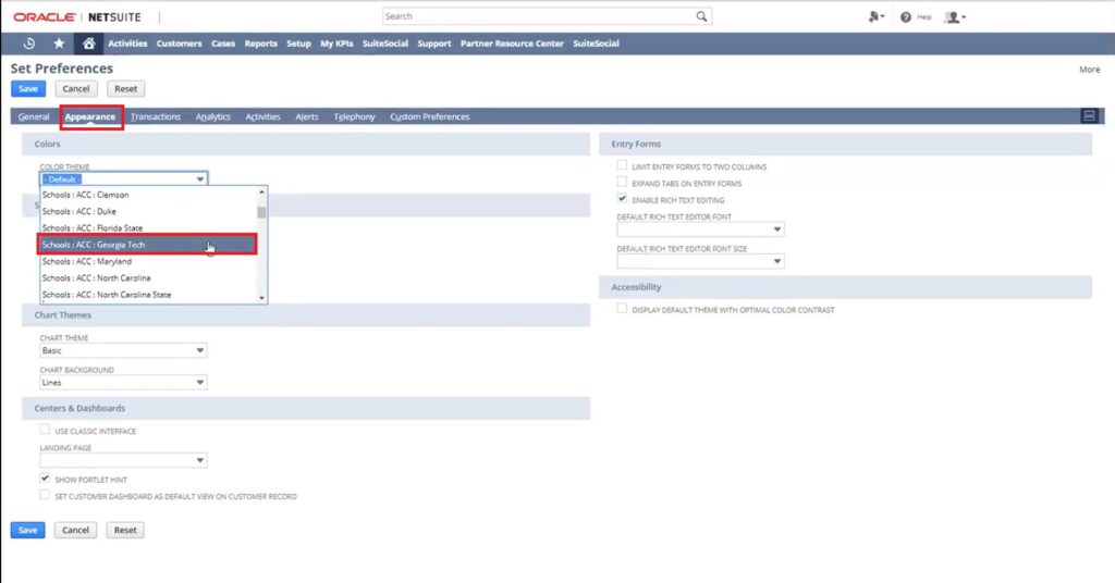 How to change NetSuite Dashboard Color?