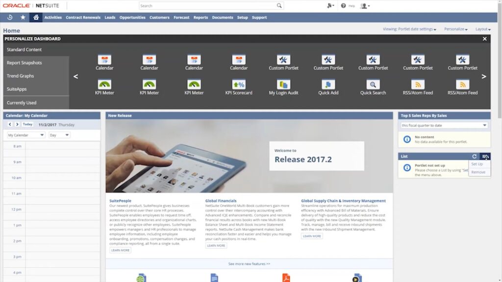 Personalizing NetSuite Dashboard