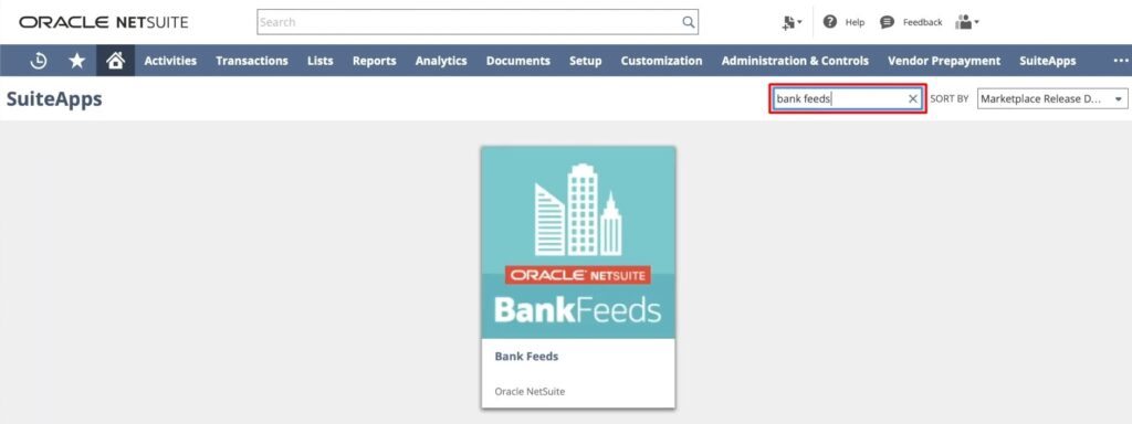 Finding NetSuite Bank Feeds App