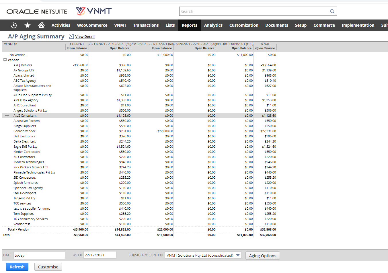 NetSuite Account Payables Reports Management 