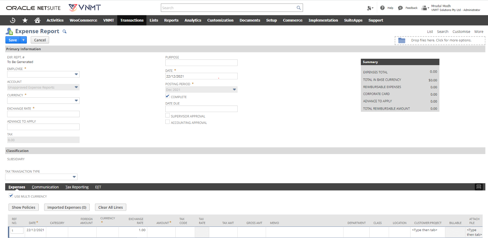 NetSuite Expense Report Management 