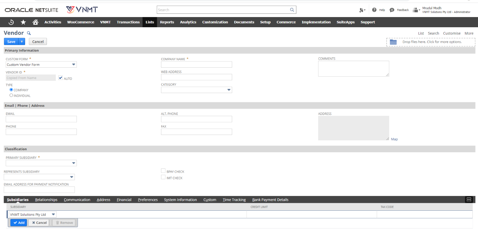 NetSuite Vendors Management 