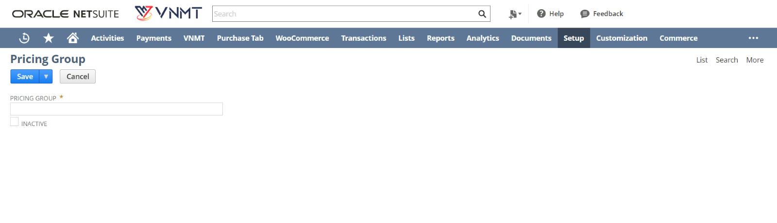 create a pricing group in NetSuite