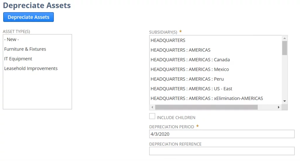 Asset depreciation in NetSuite Fixed assets  management