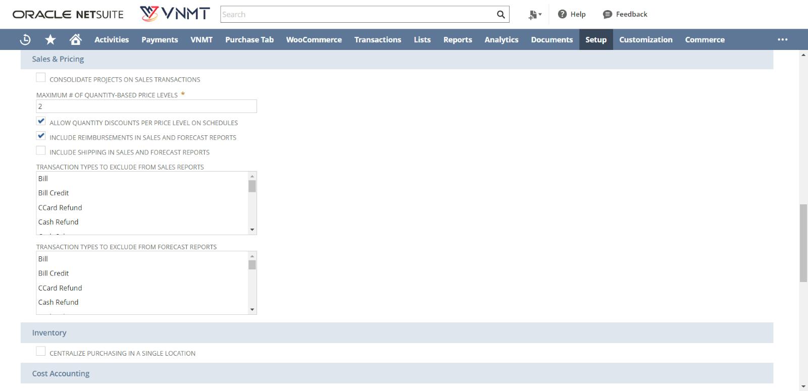 set quantity pricing preferences in NetSuite