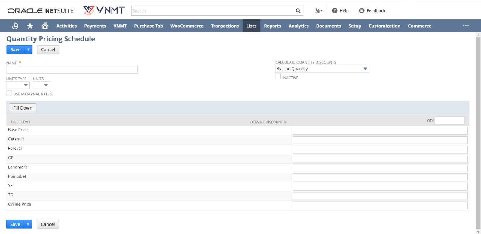 set up pricing for items in NetSuite